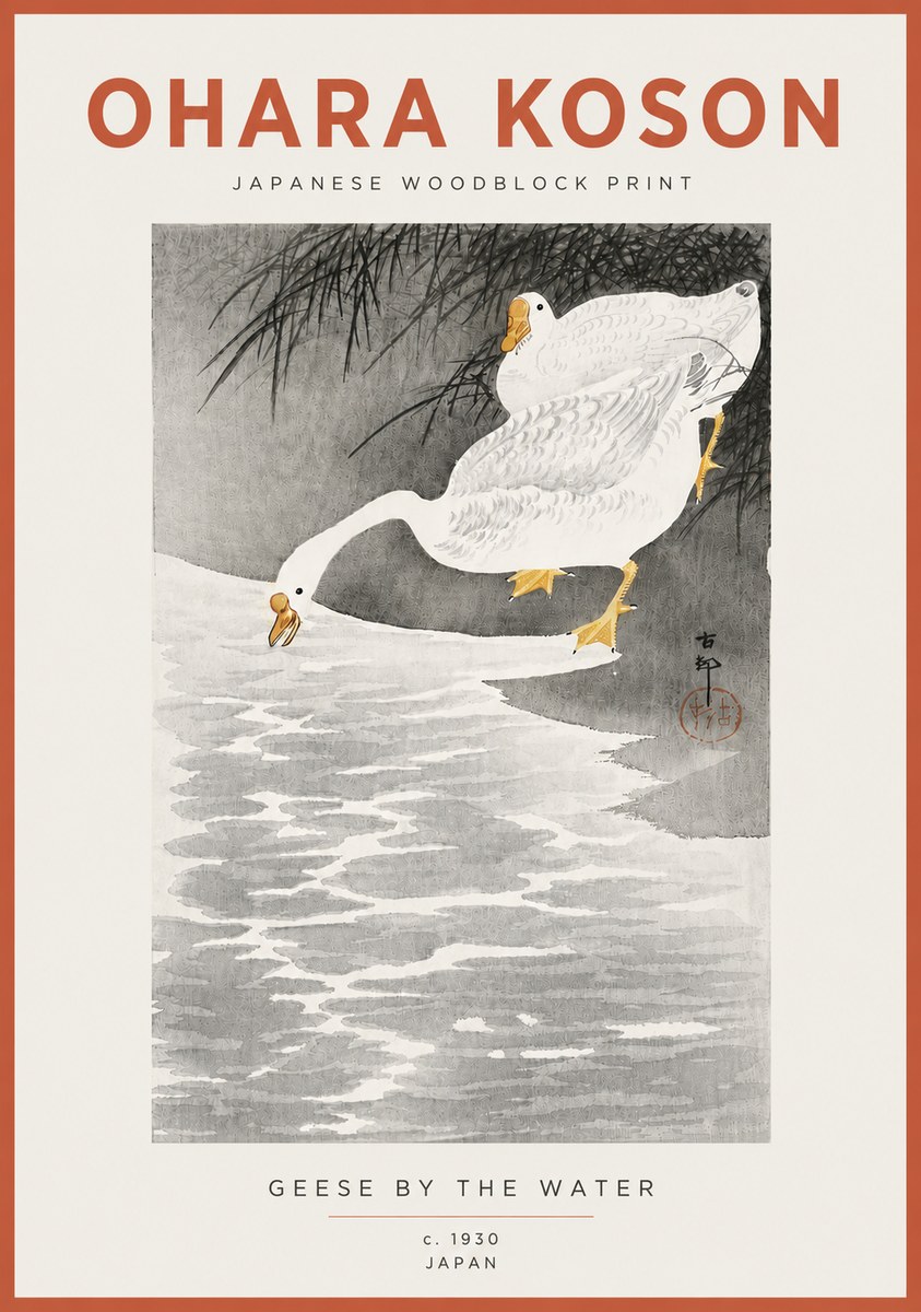 Ohara Koson Geese by the Water No4 - Juliste