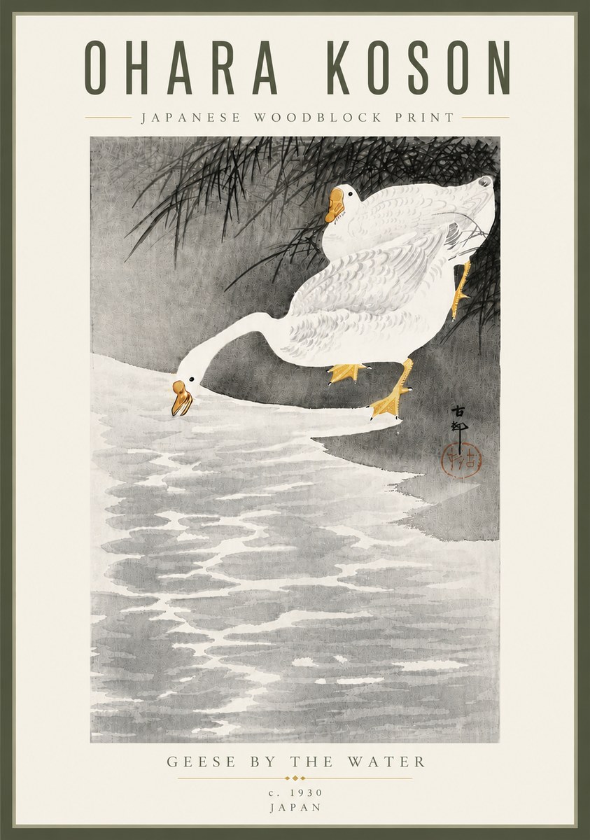 Ohara Koson Geese by the Water No5 - Juliste