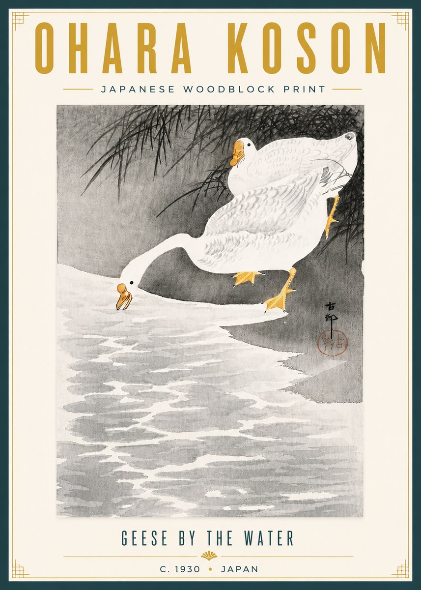 Ohara Koson Geese by the Water No6 - Juliste
