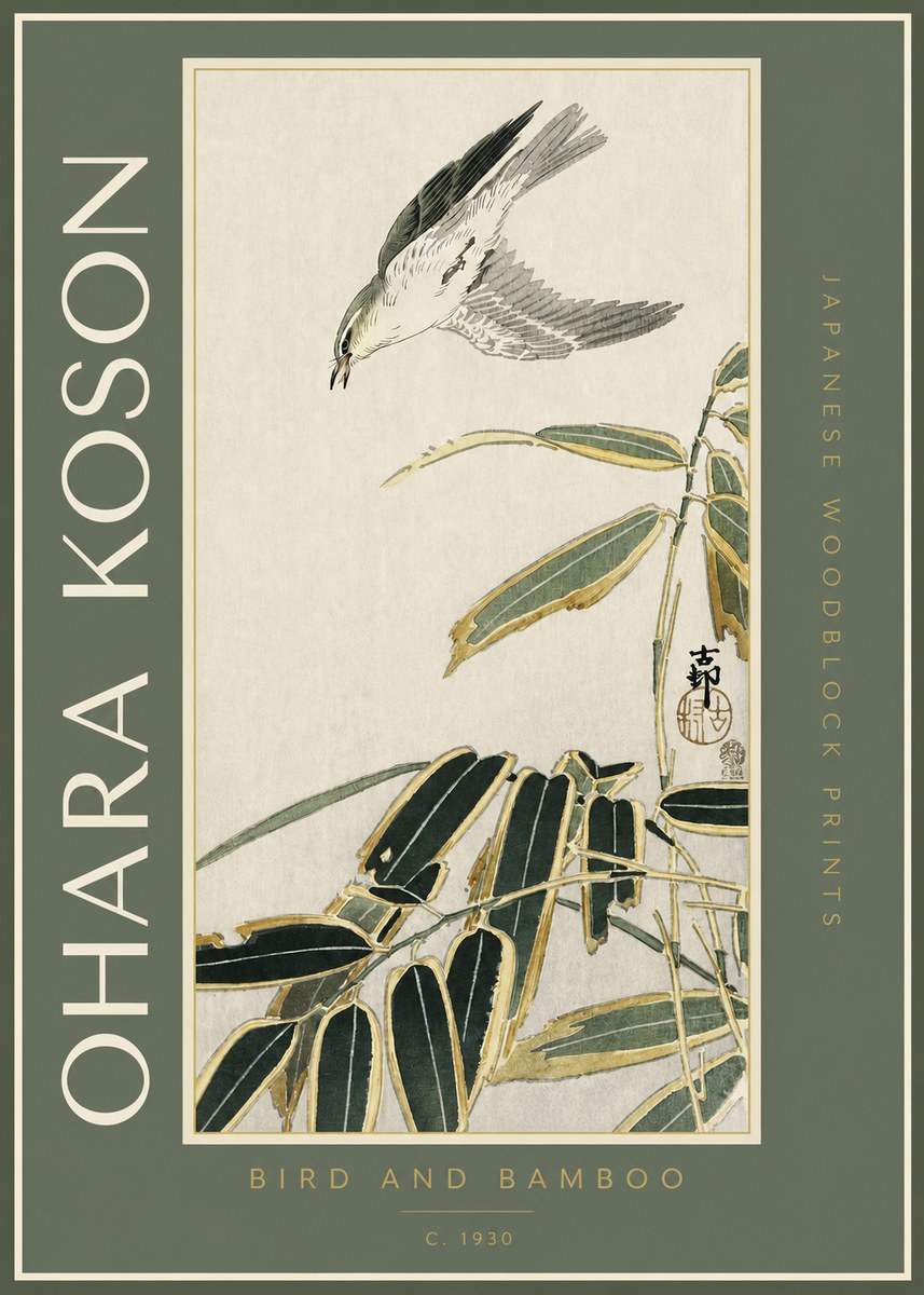 Ohara Koson Bird and Bamboo No2 - Juliste