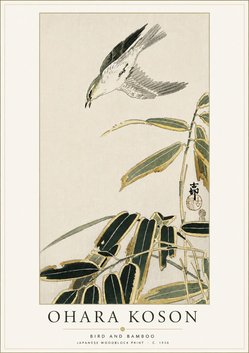 Ohara Koson Bird and Bamboo No4 - Juliste