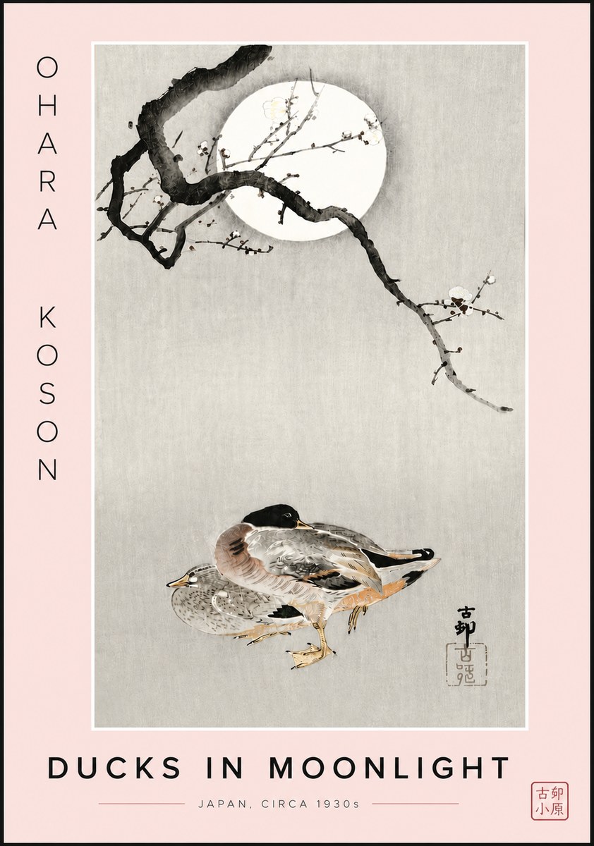 Ohara Koson Ducks in Moonlight No6 - Juliste