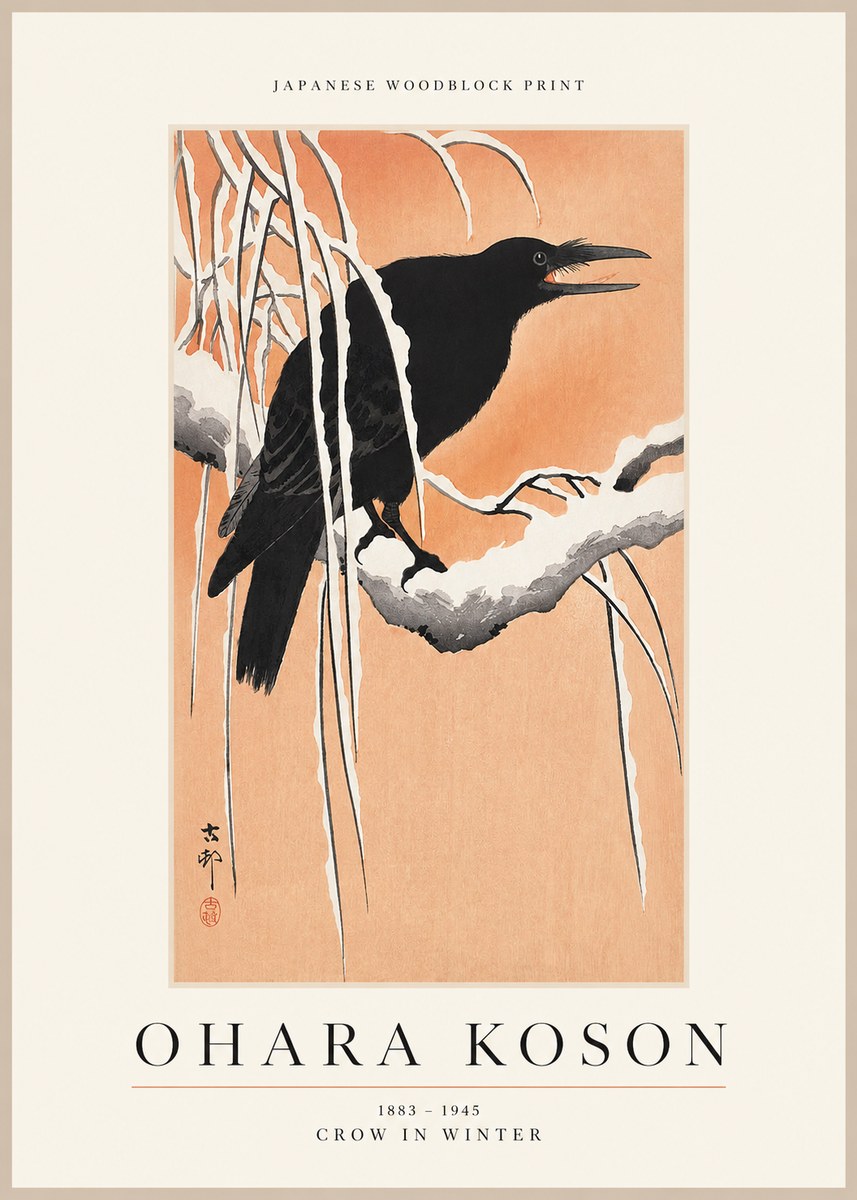 Ohara Koson Crow in Winter II No1 - Juliste