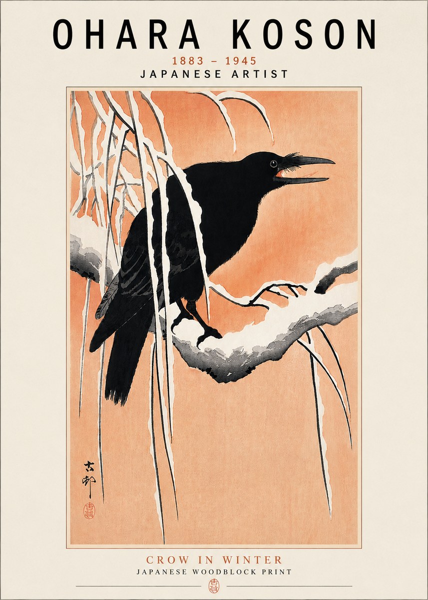 Ohara Koson Crow in Winter II No3 - Juliste