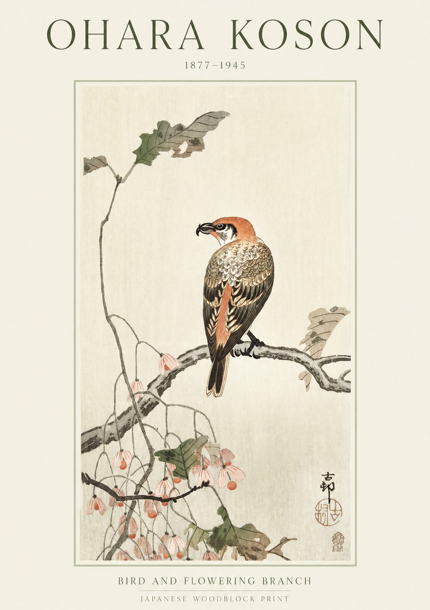 Ohara Koson Bird and Flowering Branch No1 - Juliste