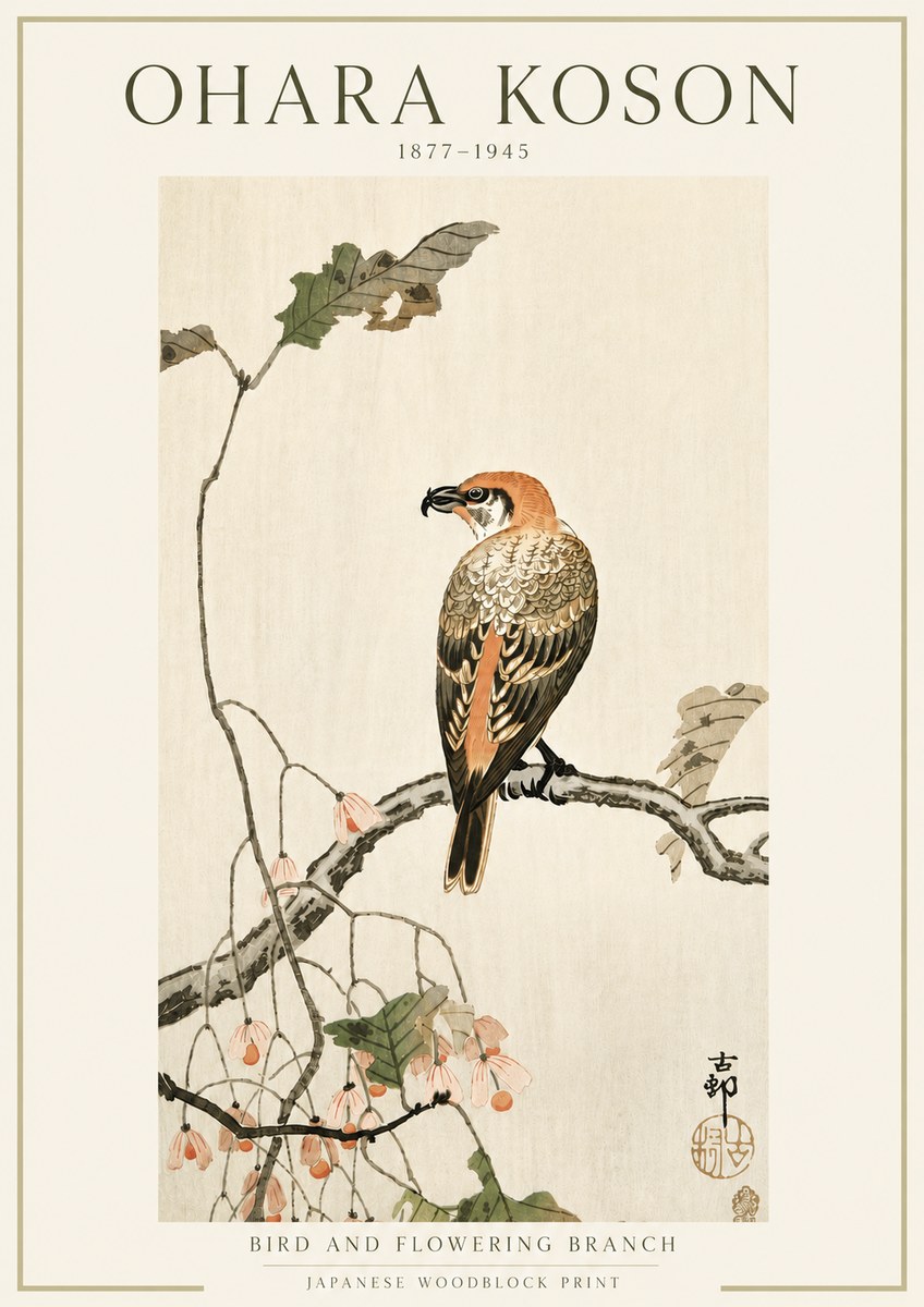 Ohara Koson Bird and Flowering Branch No5 - Juliste