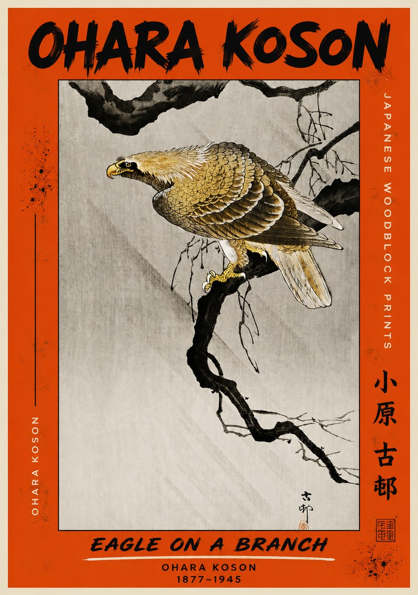 Ohara Koson Eagle on a Branch II No4 - Juliste