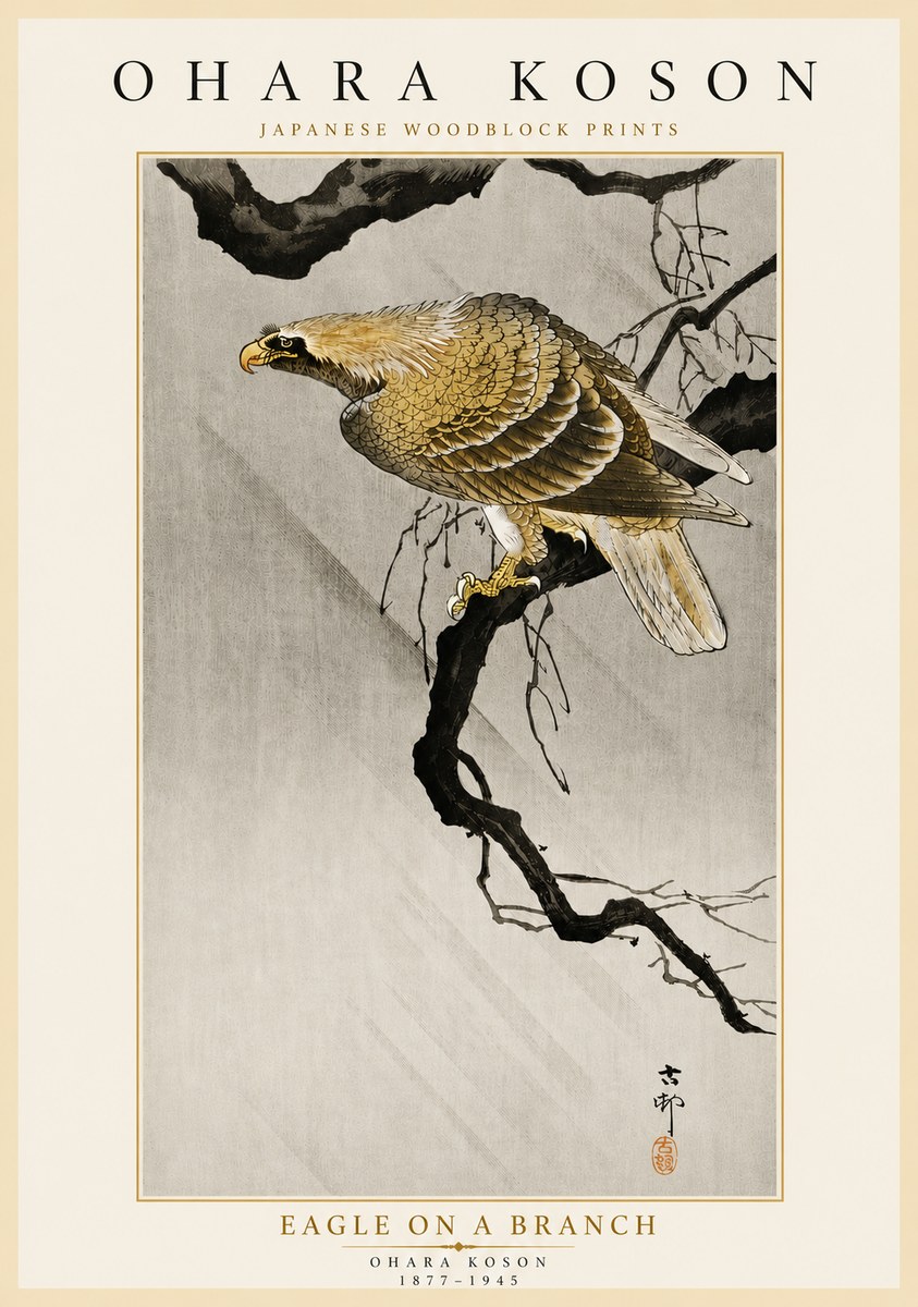 Ohara Koson Eagle on a Branch II No5 - Juliste