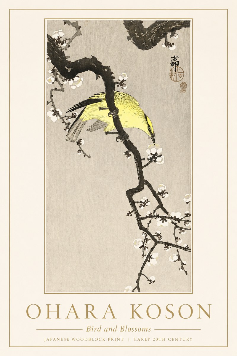Ohara Koson Bird and Blossoms No1 - Juliste