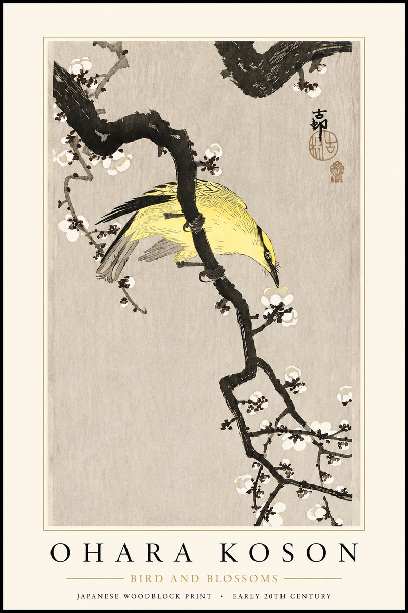 Ohara Koson Bird and Blossoms No3 - Juliste