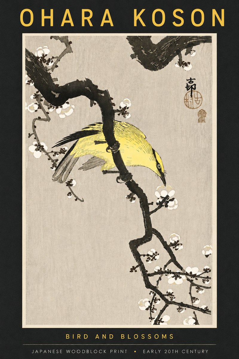 Ohara Koson Bird and Blossoms No5 - Juliste