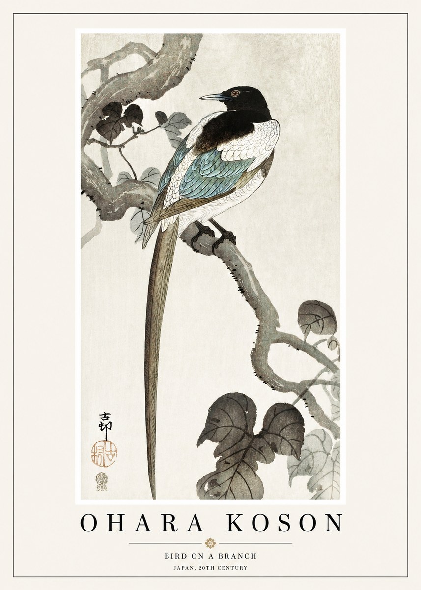 Ohara Koson Bird on a Branch IV No1 - Juliste