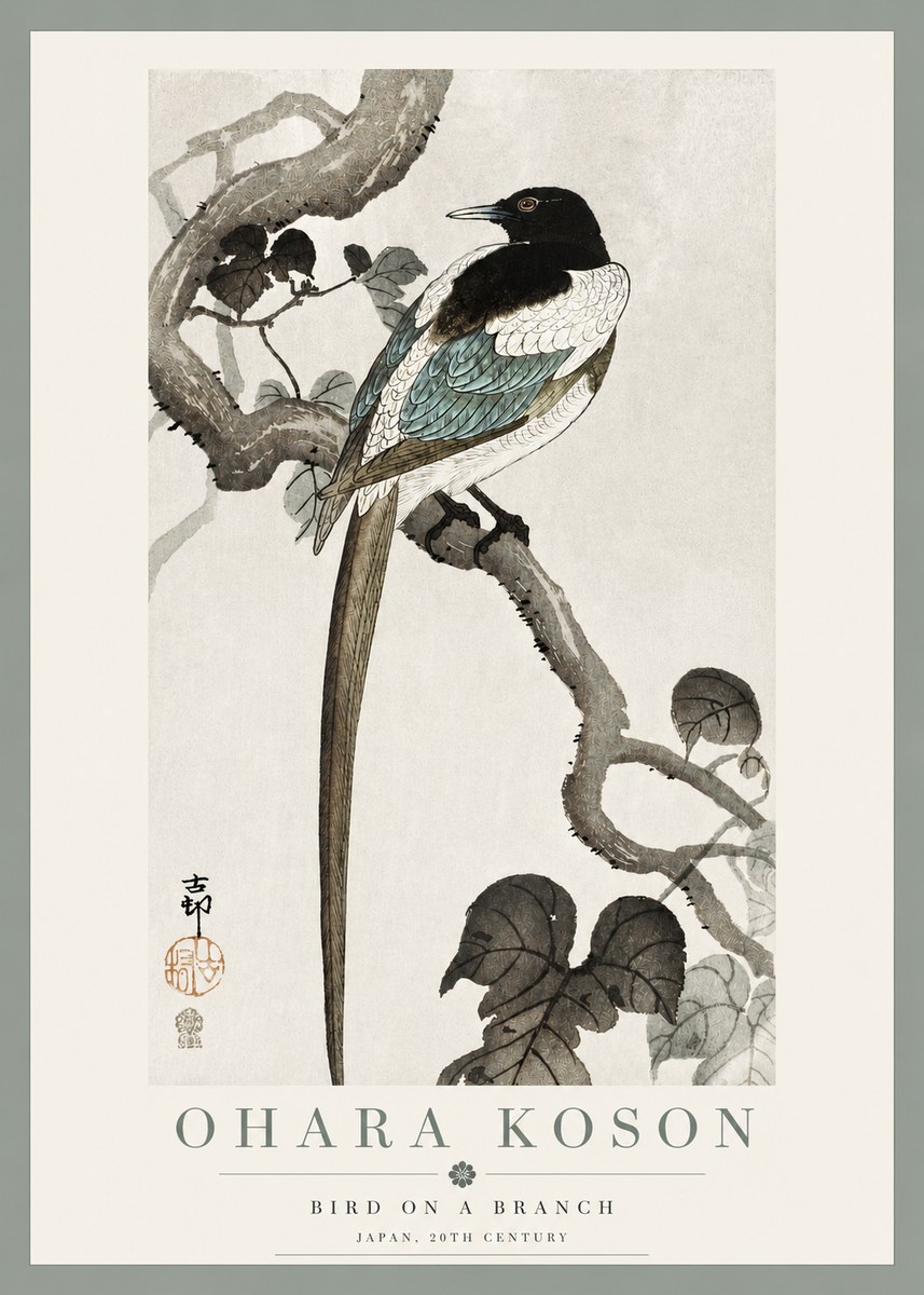 Ohara Koson Bird on a Branch IV No3 - Juliste