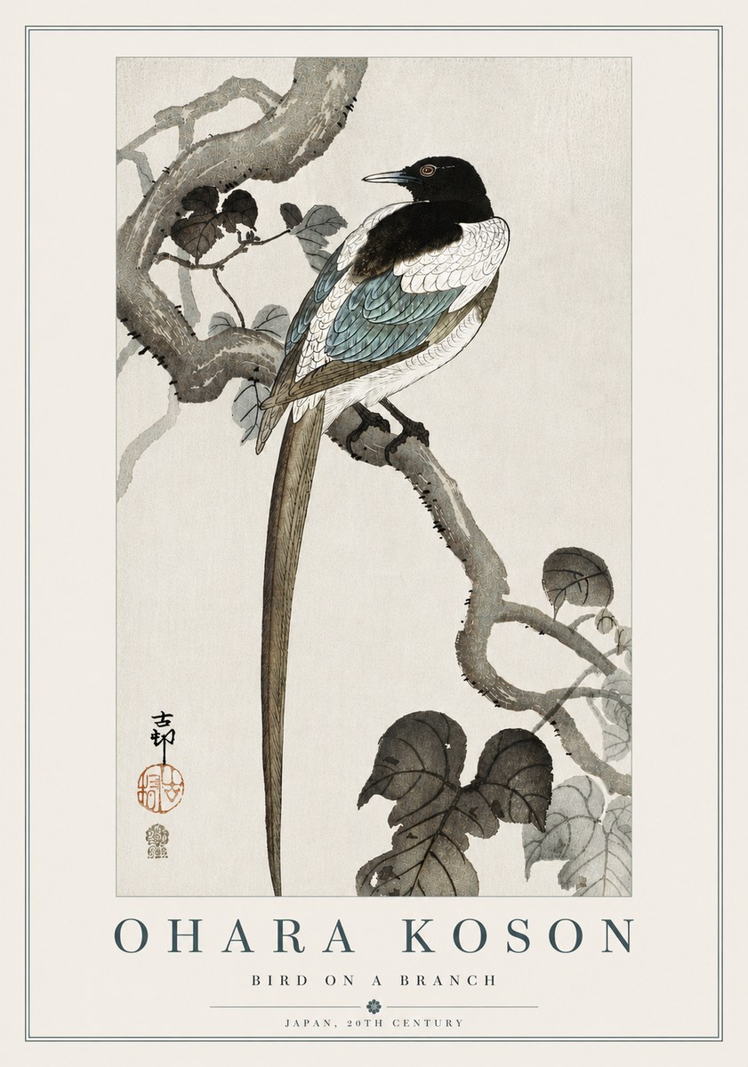 Ohara Koson Bird on a Branch IV No5 - Juliste