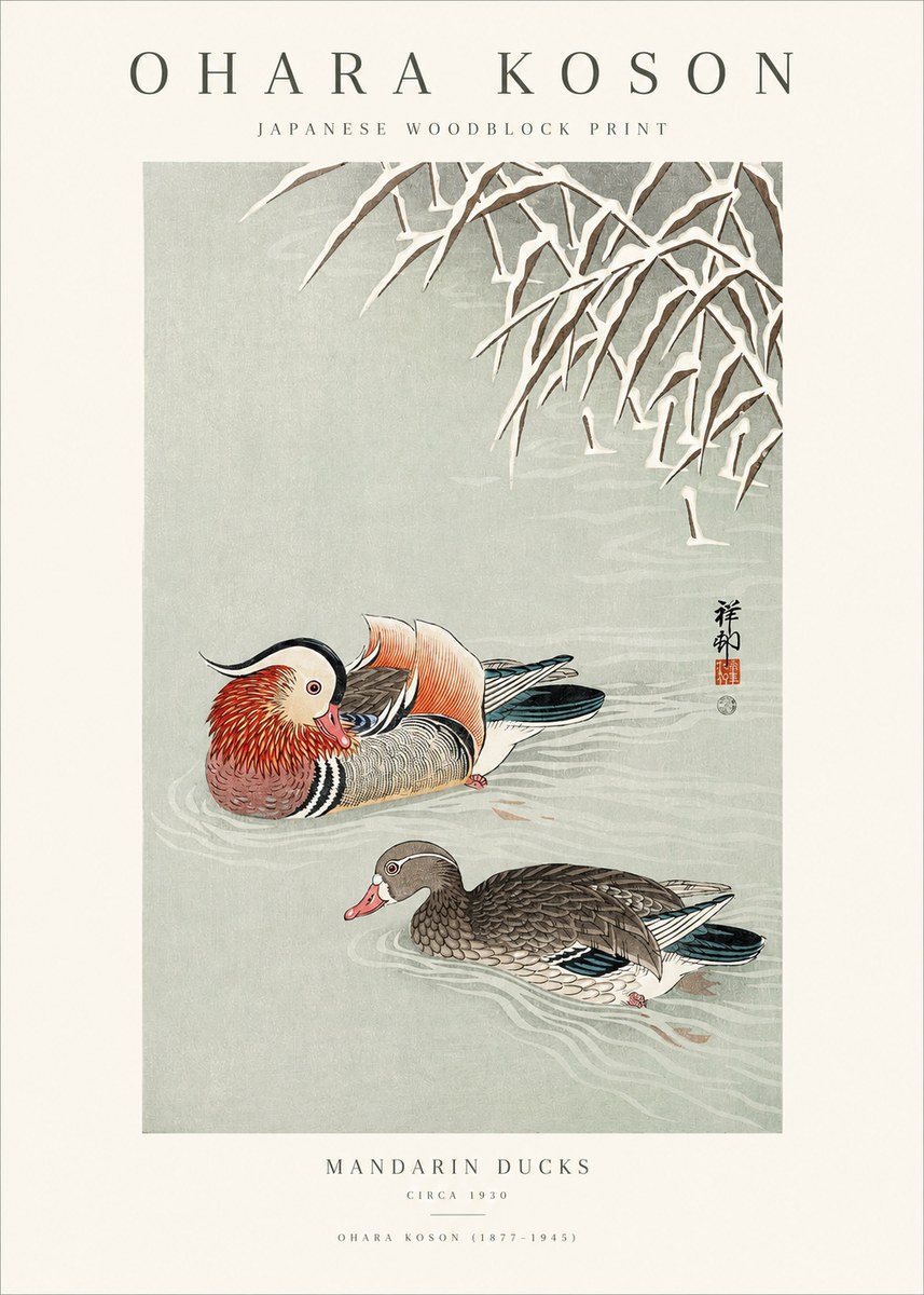 Ohara Koson Mandarin Ducks No1 - Juliste