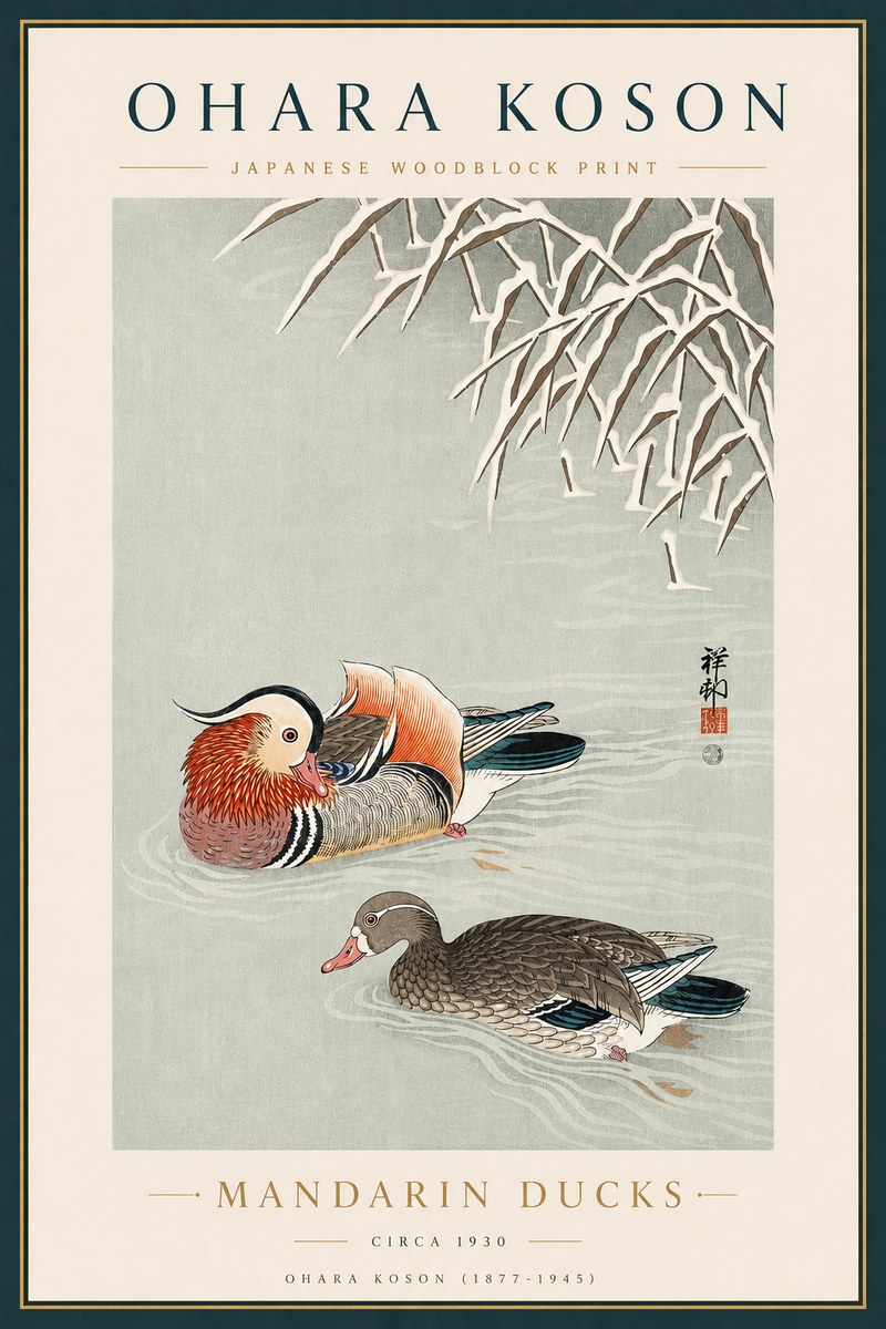 Ohara Koson Mandarin Ducks No5 - Juliste