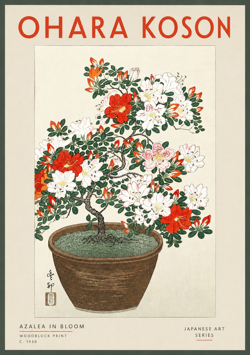 Ohara Koson Azalea in Bloom No2 - Juliste