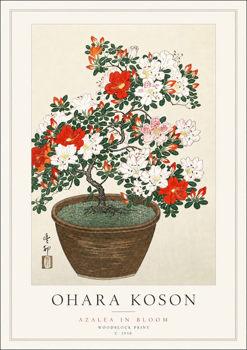 Ohara Koson Azalea in Bloom No3 - Juliste
