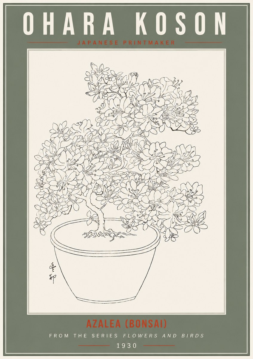 Ohara Koson Azalea (Bonsai) No2 - Juliste