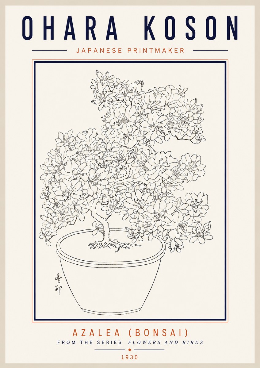 Ohara Koson Azalea (Bonsai) No3 - Juliste
