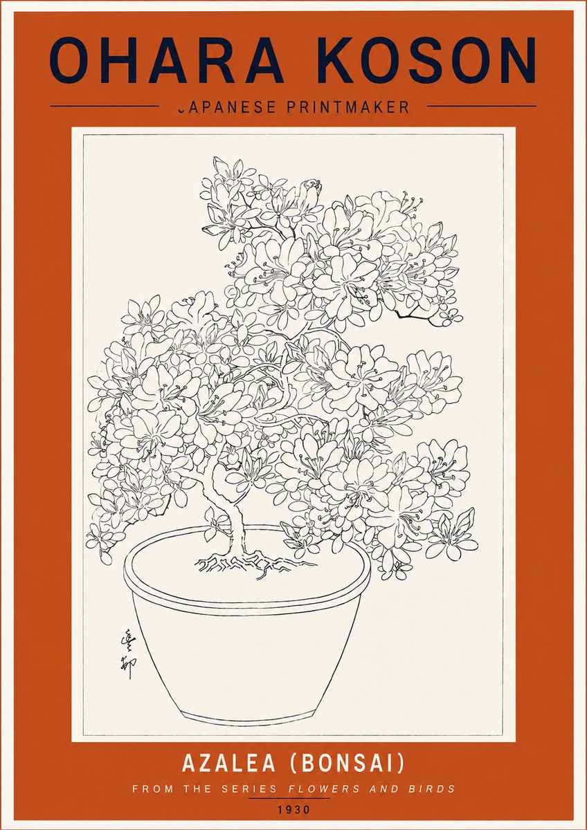 Ohara Koson Azalea (Bonsai) No5 - Juliste