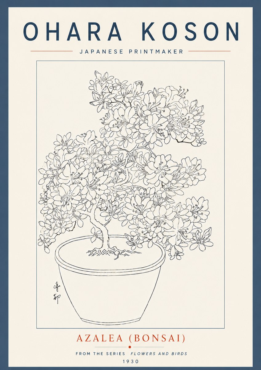 Ohara Koson Azalea (Bonsai) No6 - Juliste