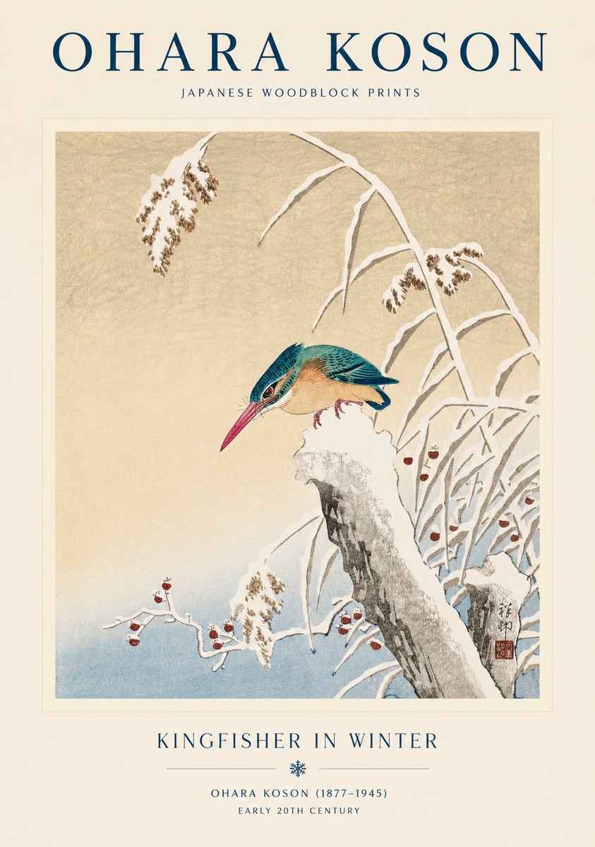 Ohara Koson Kingfisher in Winter II No1 - Juliste
