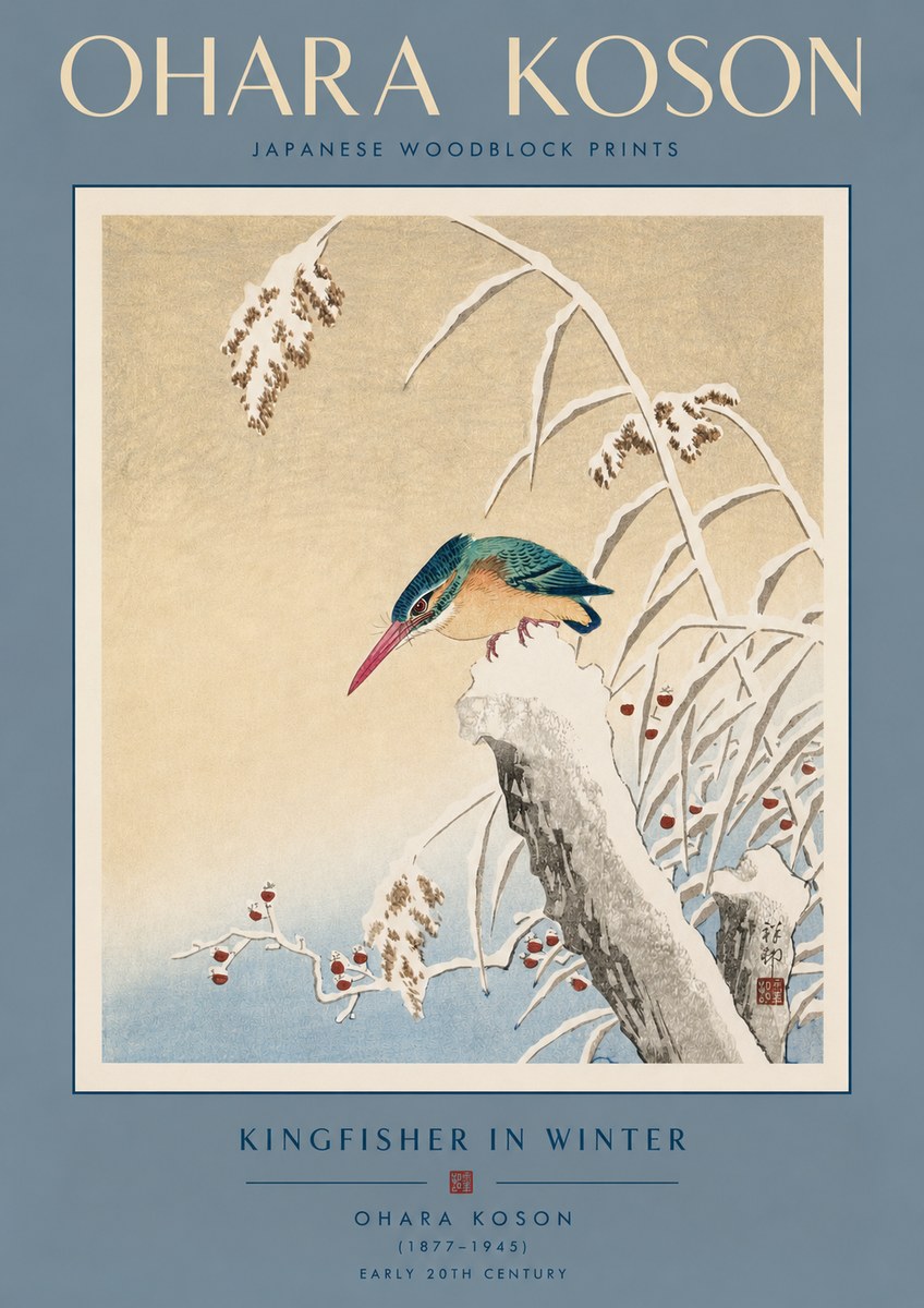 Ohara Koson Kingfisher in Winter II No3 - Juliste