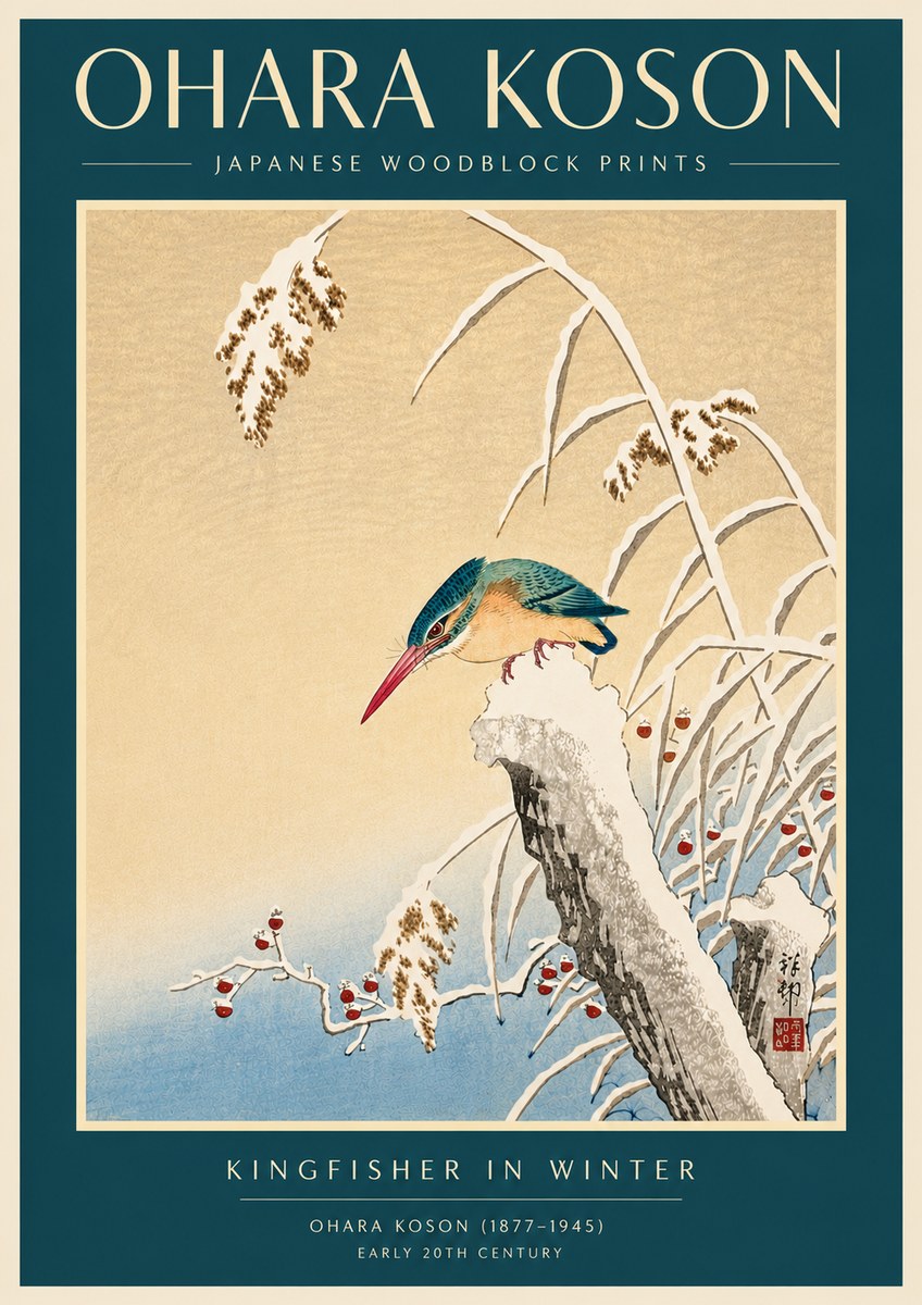 Ohara Koson Kingfisher in Winter II No6 - Juliste