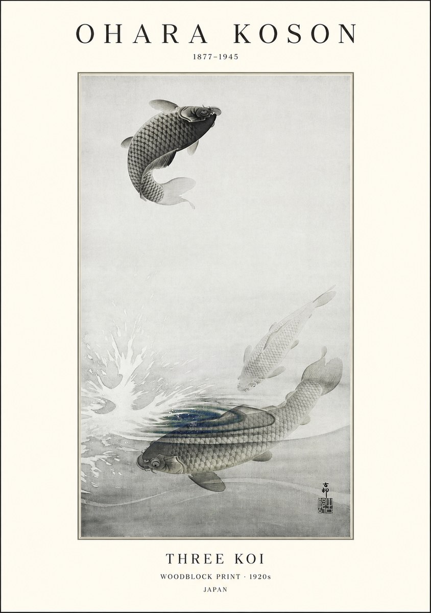 Ohara Koson Three Koi No1 - Juliste