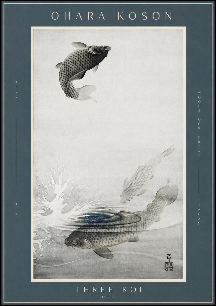Ohara Koson Three Koi No2 - Juliste