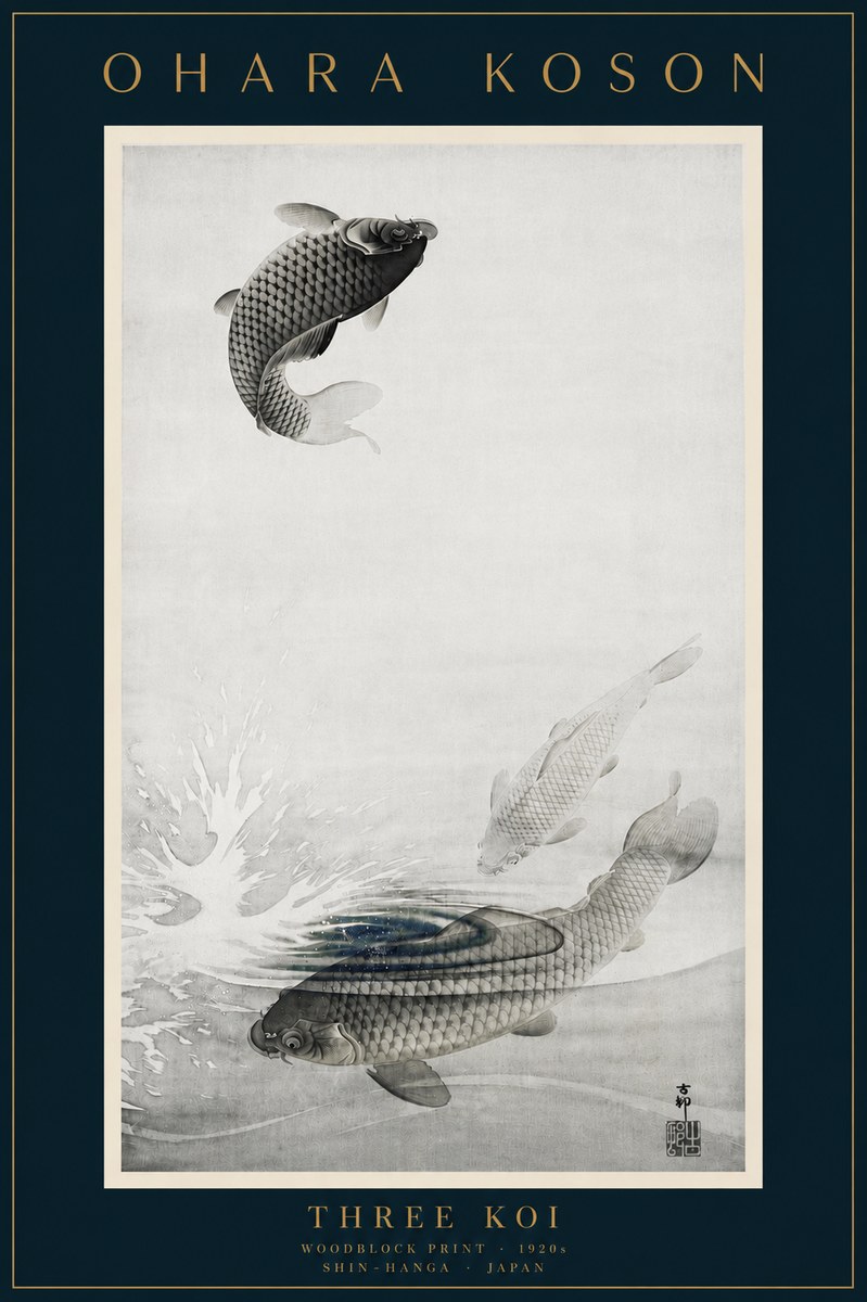 Ohara Koson Three Koi No6 - Juliste