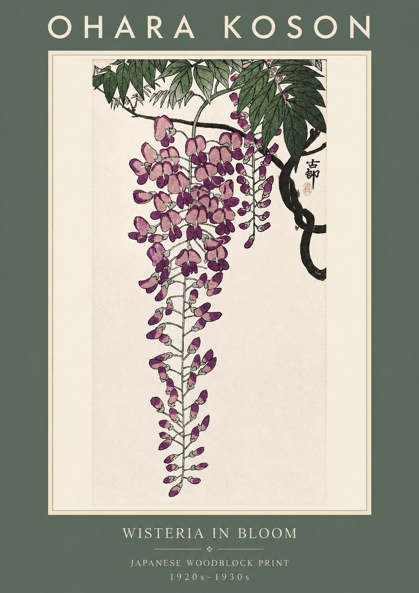Ohara Koson Wisteria in Bloom No2 - Juliste