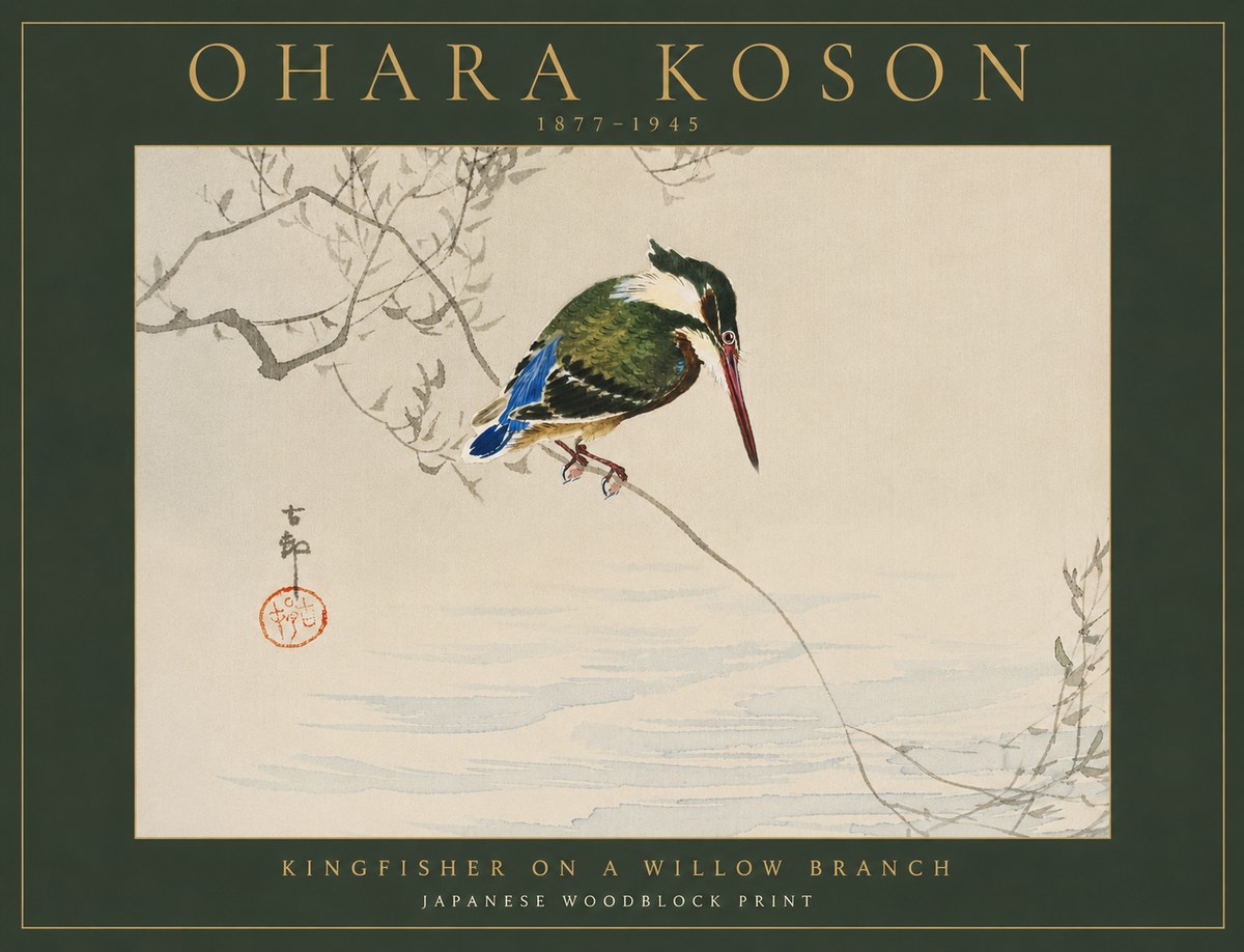 Ohara Koson Kingfisher on a Willow Branch No6 - Juliste