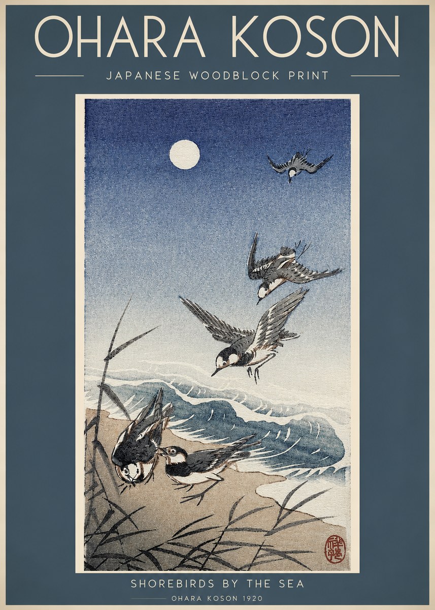Ohara Koson Shorebirds by the Sea No2 - Juliste