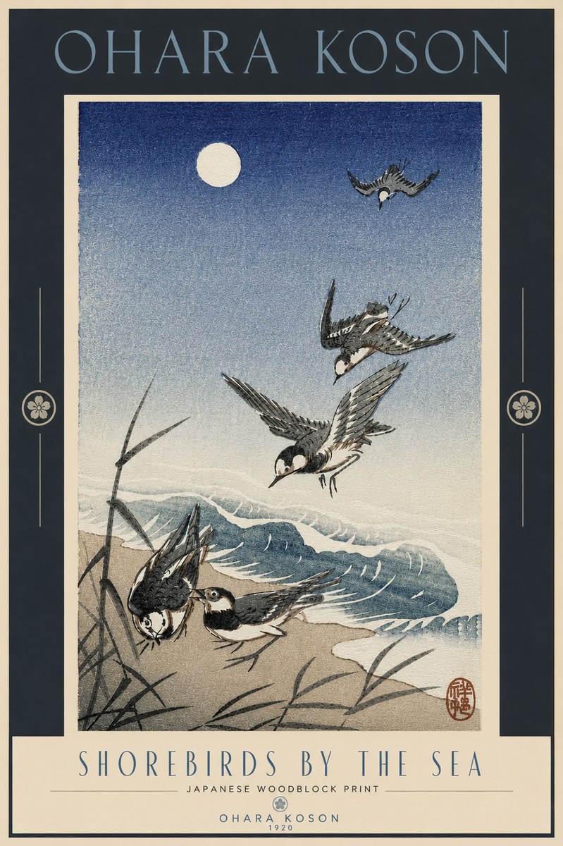 Ohara Koson Shorebirds by the Sea No4 - Juliste