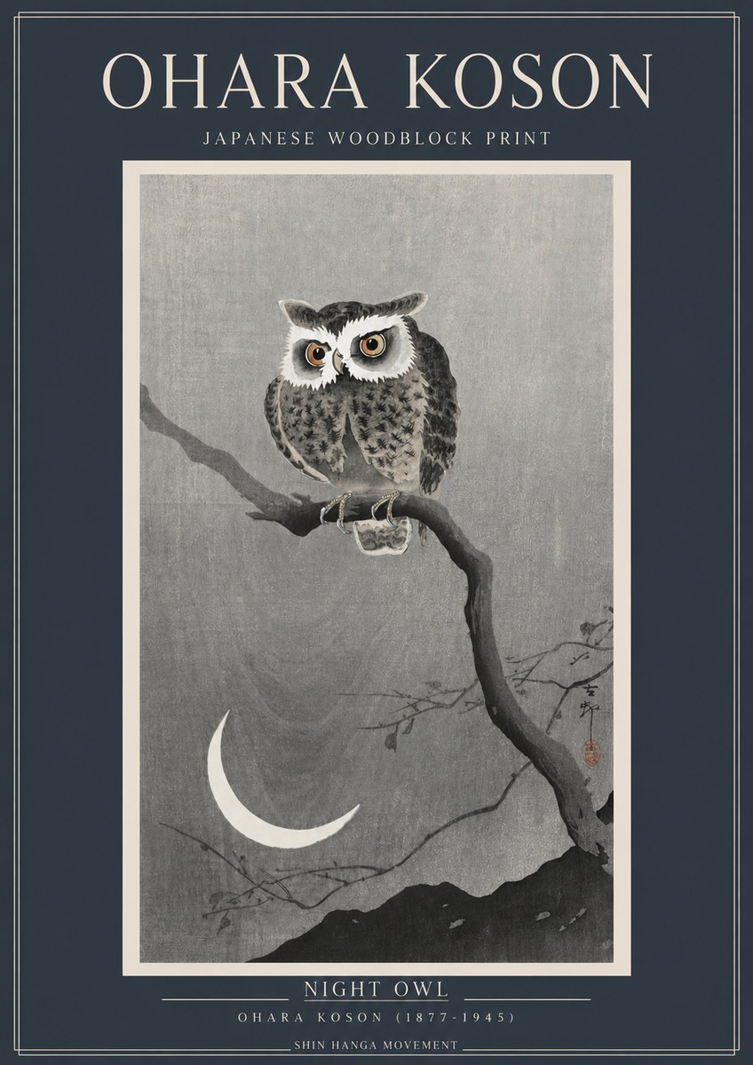 Ohara Koson Night Owl No2 - Juliste