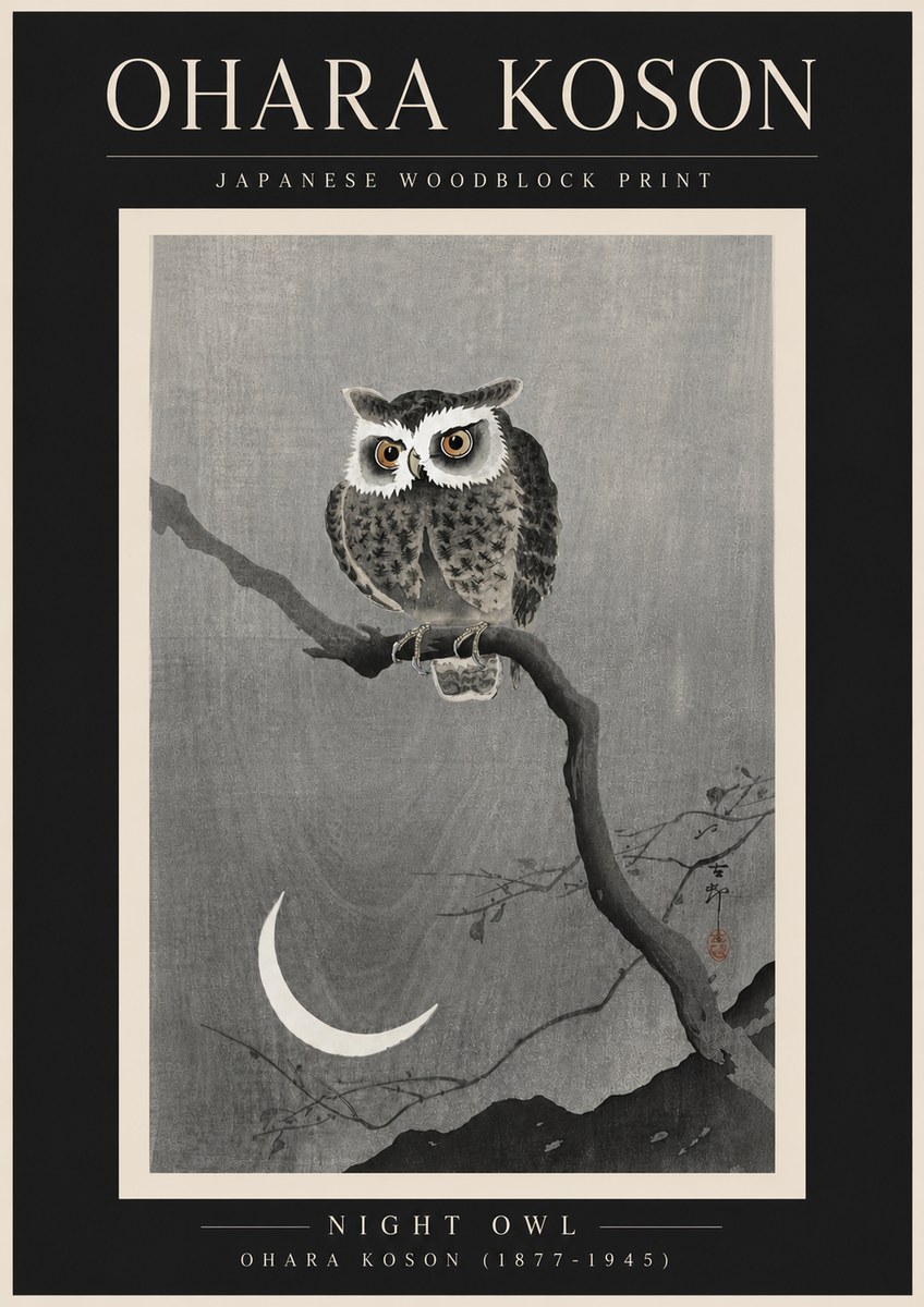 Ohara Koson Night Owl No6 - Juliste