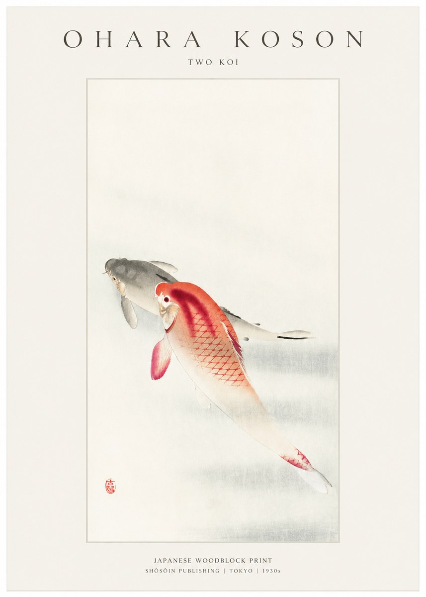 Ohara Koson Two Koi II No1 - Juliste