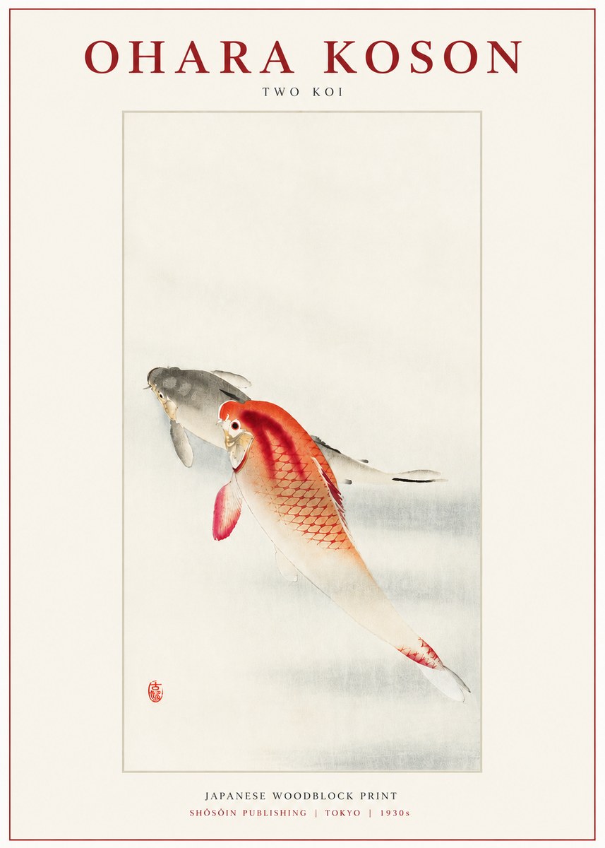 Ohara Koson Two Koi II No3 - Juliste