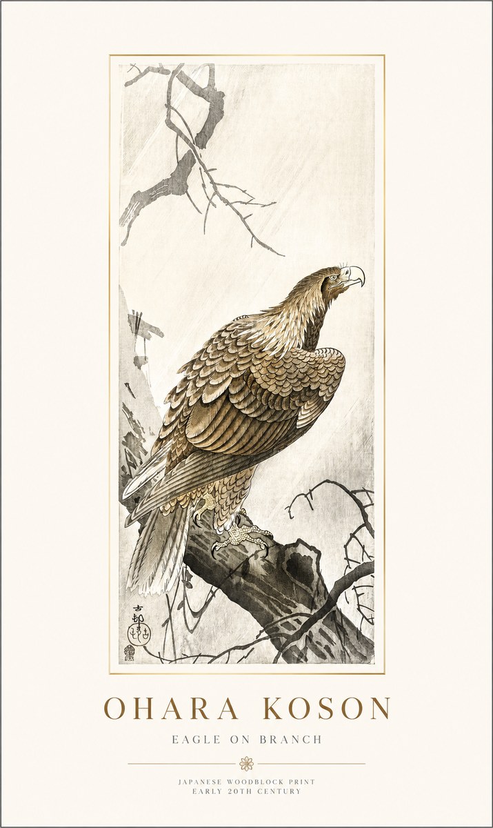 Ohara Koson Eagle on Branch No1 - Juliste