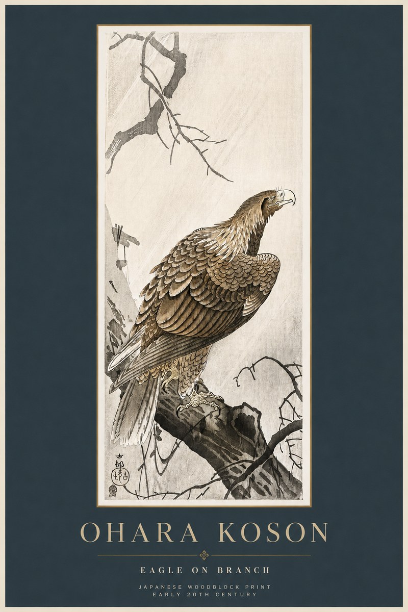 Ohara Koson Eagle on Branch No2 - Juliste