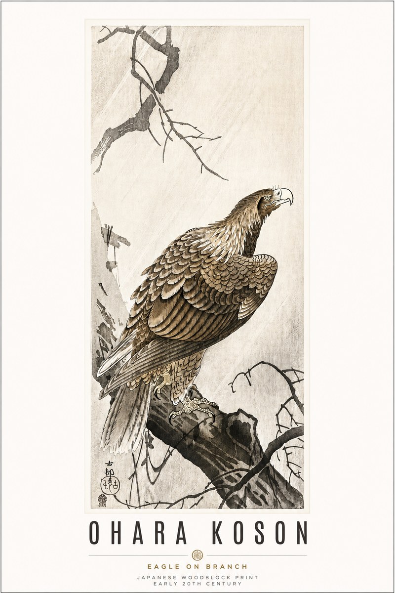 Ohara Koson Eagle on Branch No3 - Juliste