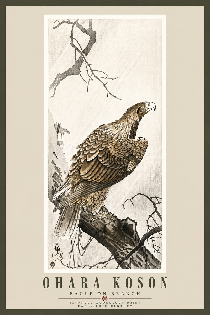 Ohara Koson Eagle on Branch No5 - Juliste