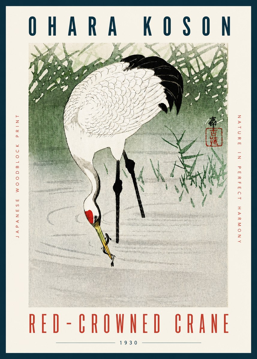 Ohara Koson Red-crowned Crane No4 - Juliste