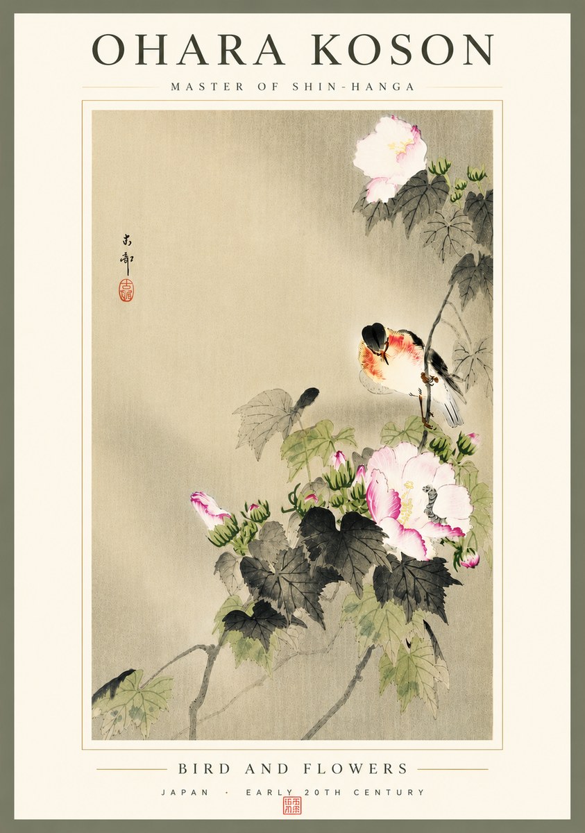 Ohara Koson Bird and Flowers No5 - Juliste