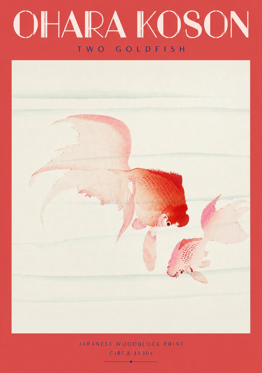Ohara Koson Two Goldfish No2 - Juliste