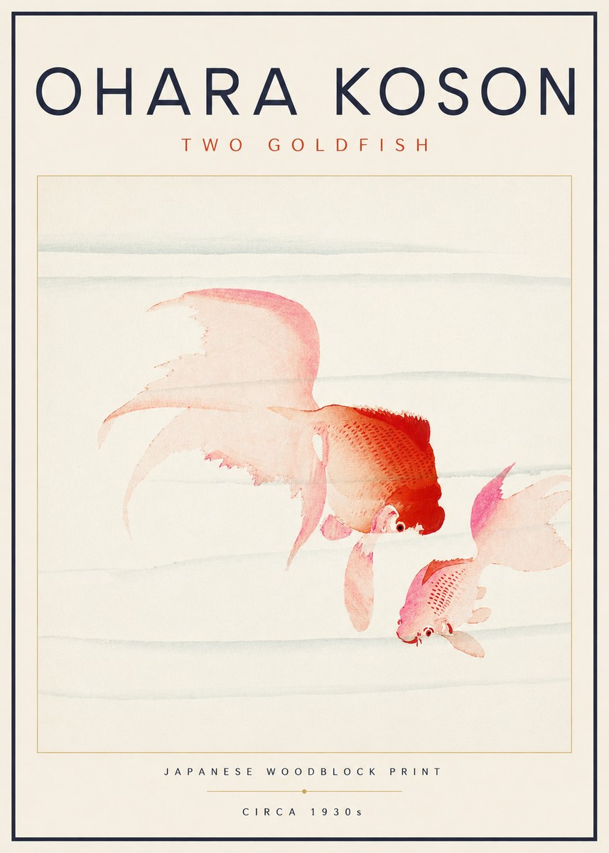 Ohara Koson Two Goldfish No6 - Juliste