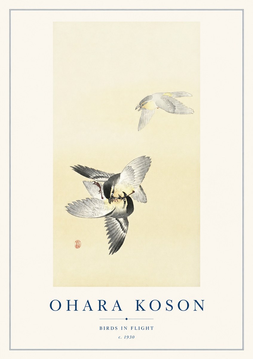 Ohara Koson Birds in Flight No1 - Juliste