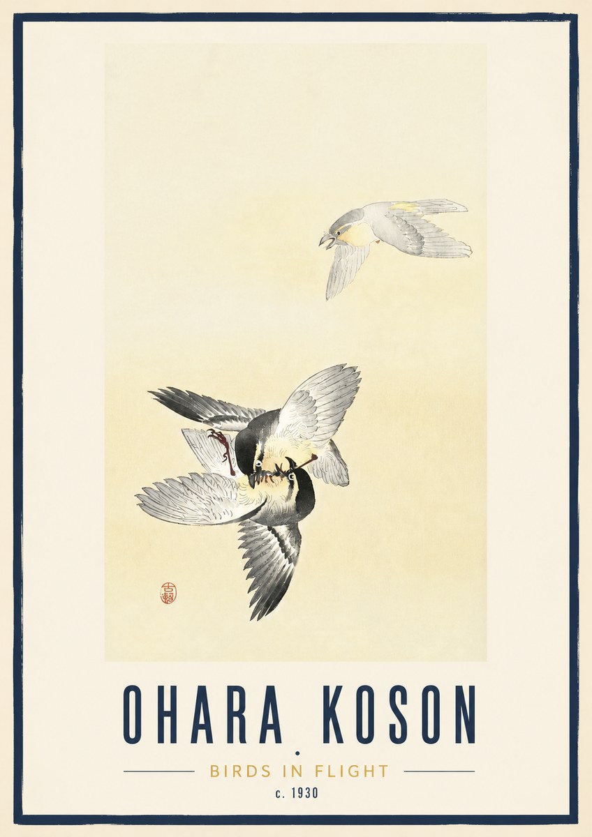 Ohara Koson Birds in Flight No3 - Juliste